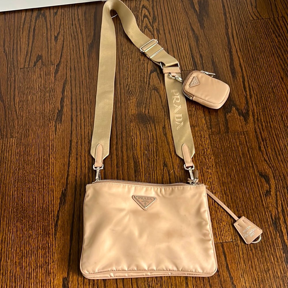 Beige Prada Re-Edition 2000 Nylon Crossbody Bag
